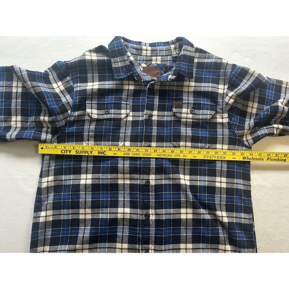 Orvis Heavy Flannel Shacket XL Blue Plaid Cottagecore Farm Heritage Pattern - Picture 5 of 9